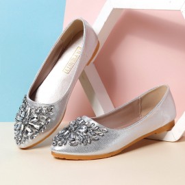Women Sweet Rhinestone Ladies Lightweight Rhinestone Dressy Flats